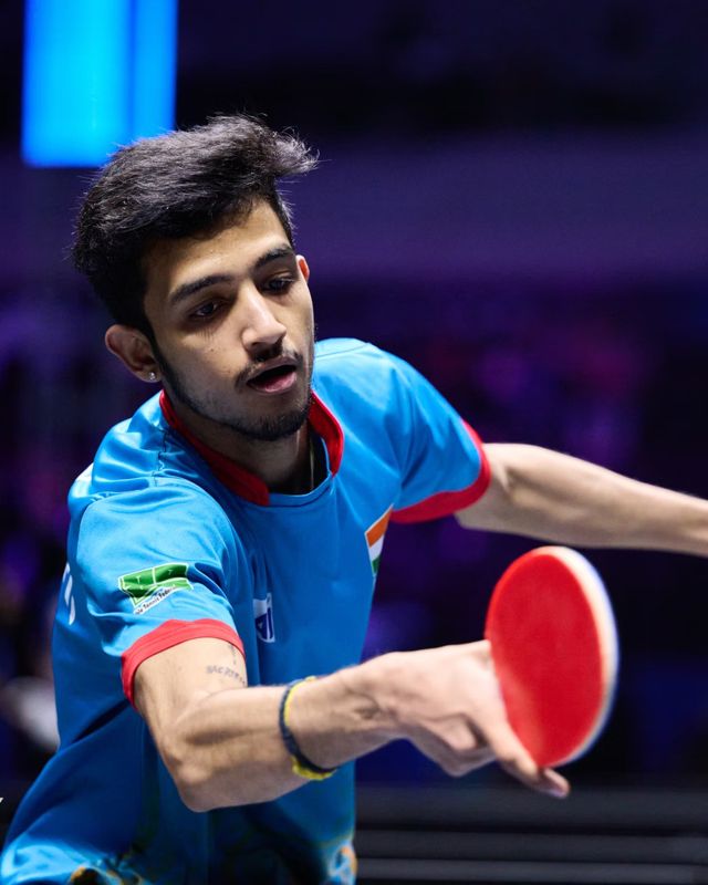 Sarth Mishra playing table tennis